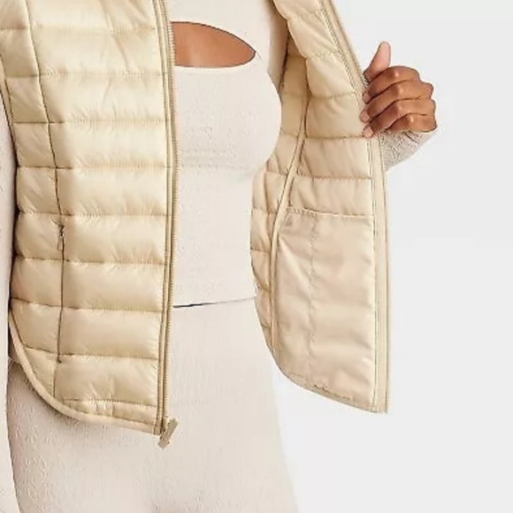 Women's Quilted Puffer Vest - JoyLab Ivory M - Picture 3 of 6